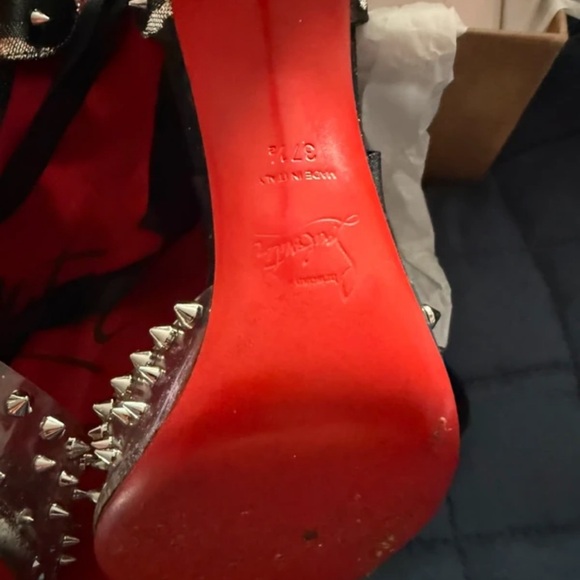Christian Louboutin Black and Silver Spiked Heels - Picture 4 of 10
